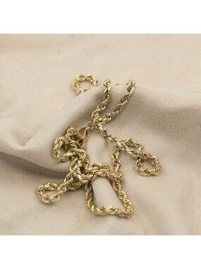 Unique 14K Karat Solid Yellow Gold Designer Rope Chain Necklace - 18" Length